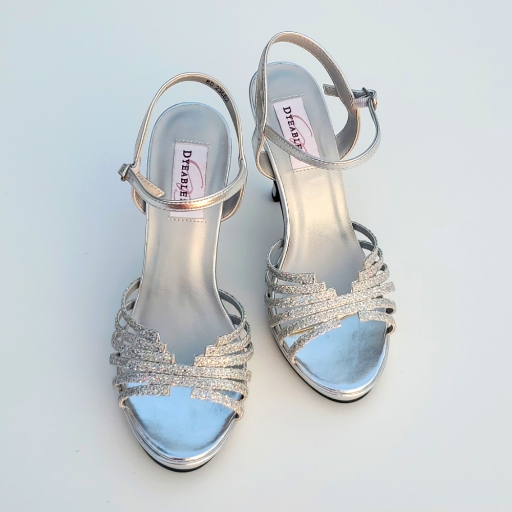 DYEABLES silver glitter heels